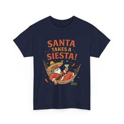 Santa Takes a Siesta Funny Christmas T-Shirt for Men, Mexican Santa Holiday Tee
