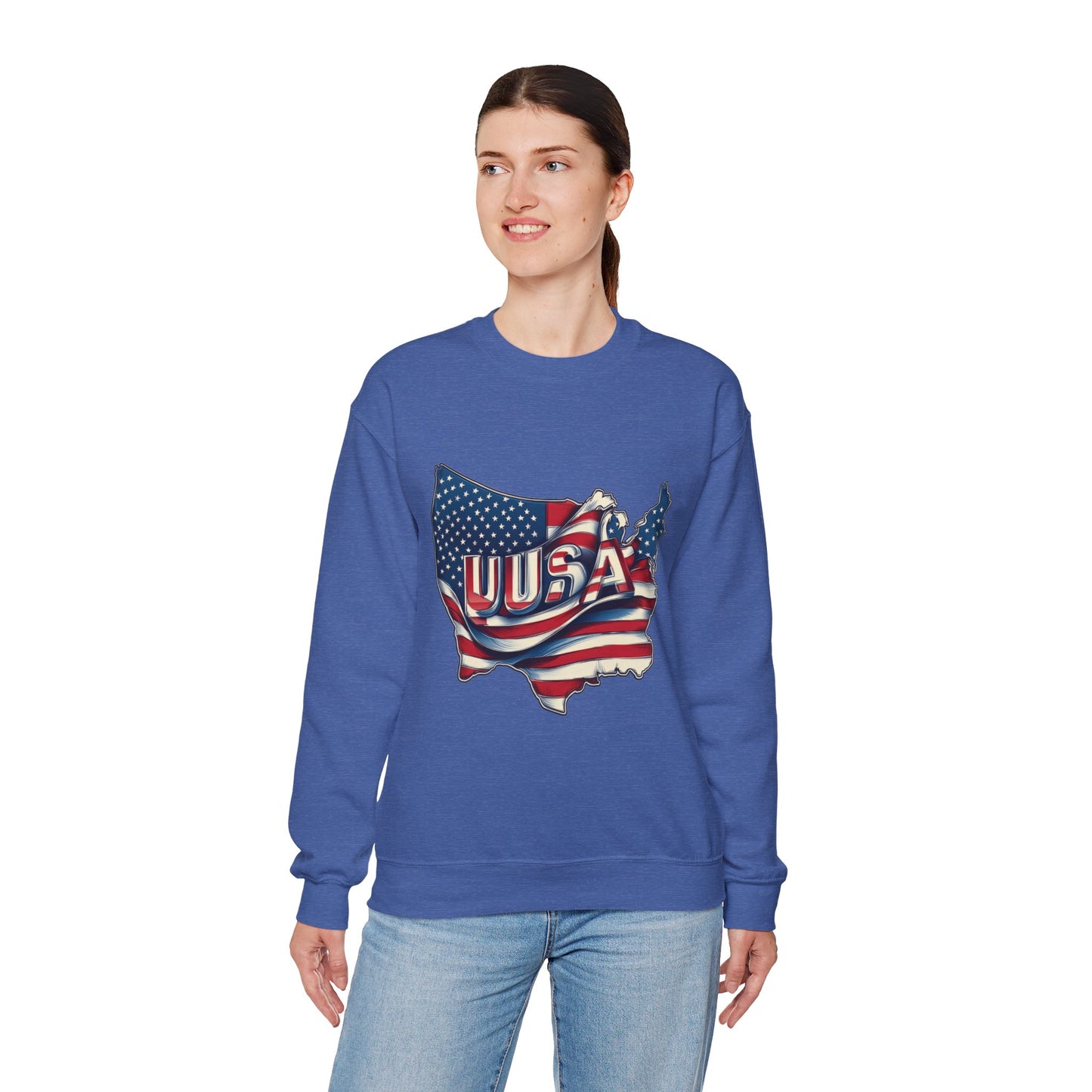 Patriotic USA Crewneck Sweatshirt, Unisex Sweatshirt, American Flag Apparel, Casual Comfort, Great for Independence Day and Holidays