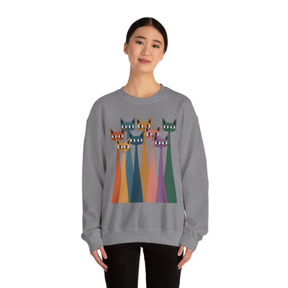 Colorful Cat Sweatshirt, Cozy Crewneck, Cat Lover Gift, Unisex Sweatshirt, Cute Animal Apparel, Fun Gift for Cat Owners