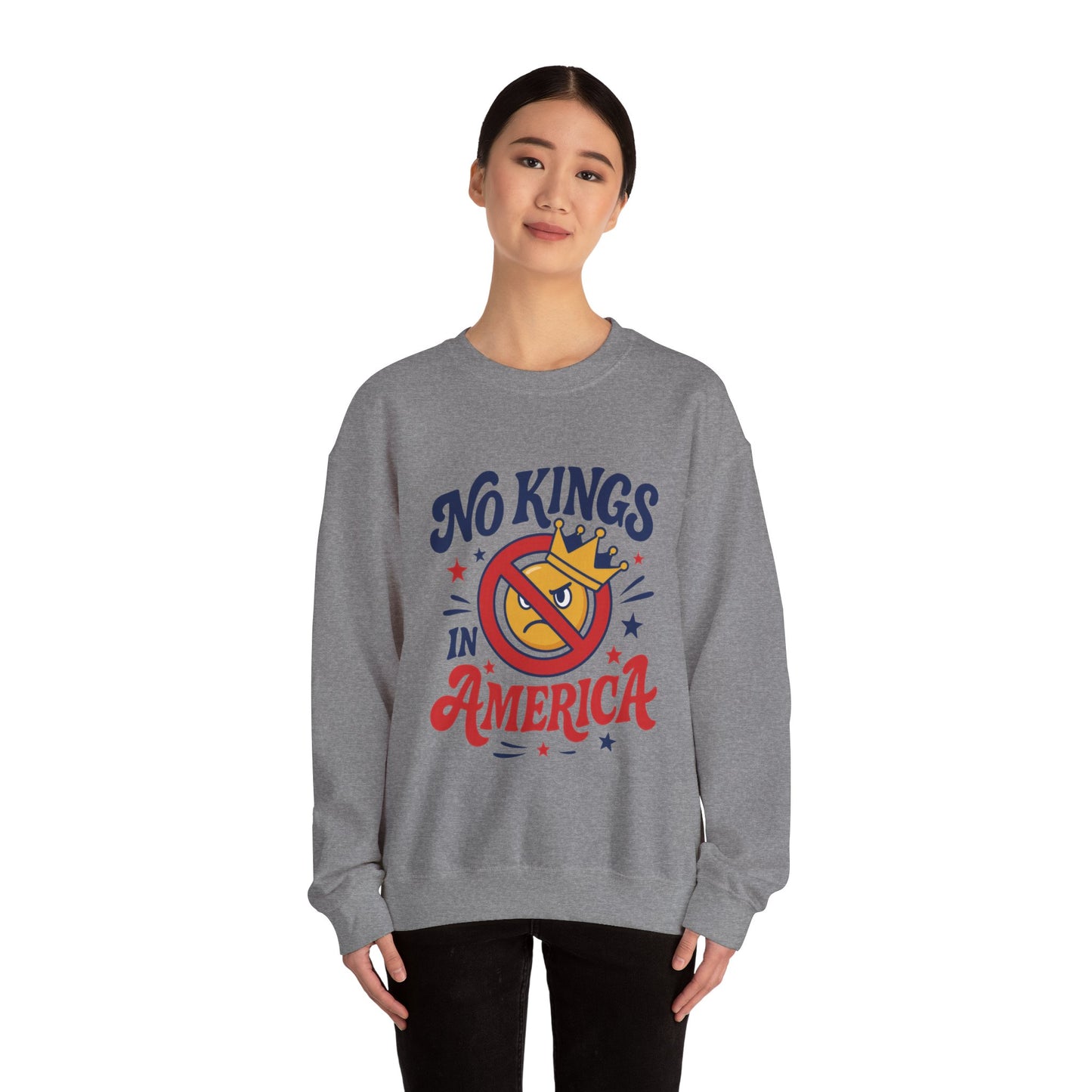 No Kings in America Sweatshirt - Funny Patriotic Anti Monarchy Pullover - USA Independence Sweater, Political Apparel, Gift for Activists