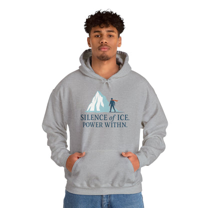 Men's Heavy Blend™ Hooded Sweatshirt, Silence of Ice Power Within Hoodie, Nordic Minimal Iceberg Graphic Streetwear