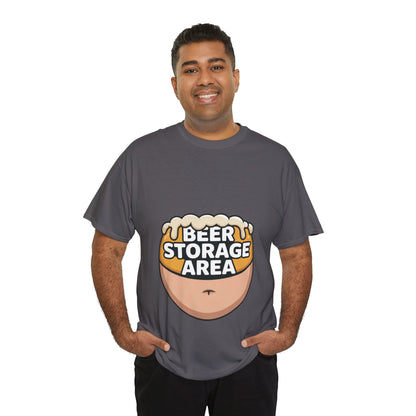 Funny Beer Belly T-Shirt, Beer Storage Area Graphic Tee for Men, Dad Bod Humor Shirt, Beer Lovers Gift, Drinking Gift, Party Apparel