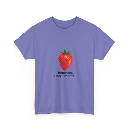Strawberry Women's Heavy Cotton Tee, Innovate Don't Imitate Shirt,  Graphic Tee, Casual Wear, Gift Idea, Summer Style, Witty Design T-Shirt