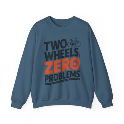 Men's Heavy Blend™ Crewneck Sweatshirt, Two Wheels Zero Problems Mens Casual Biker Sweatshirt, Gift for Cyclists
