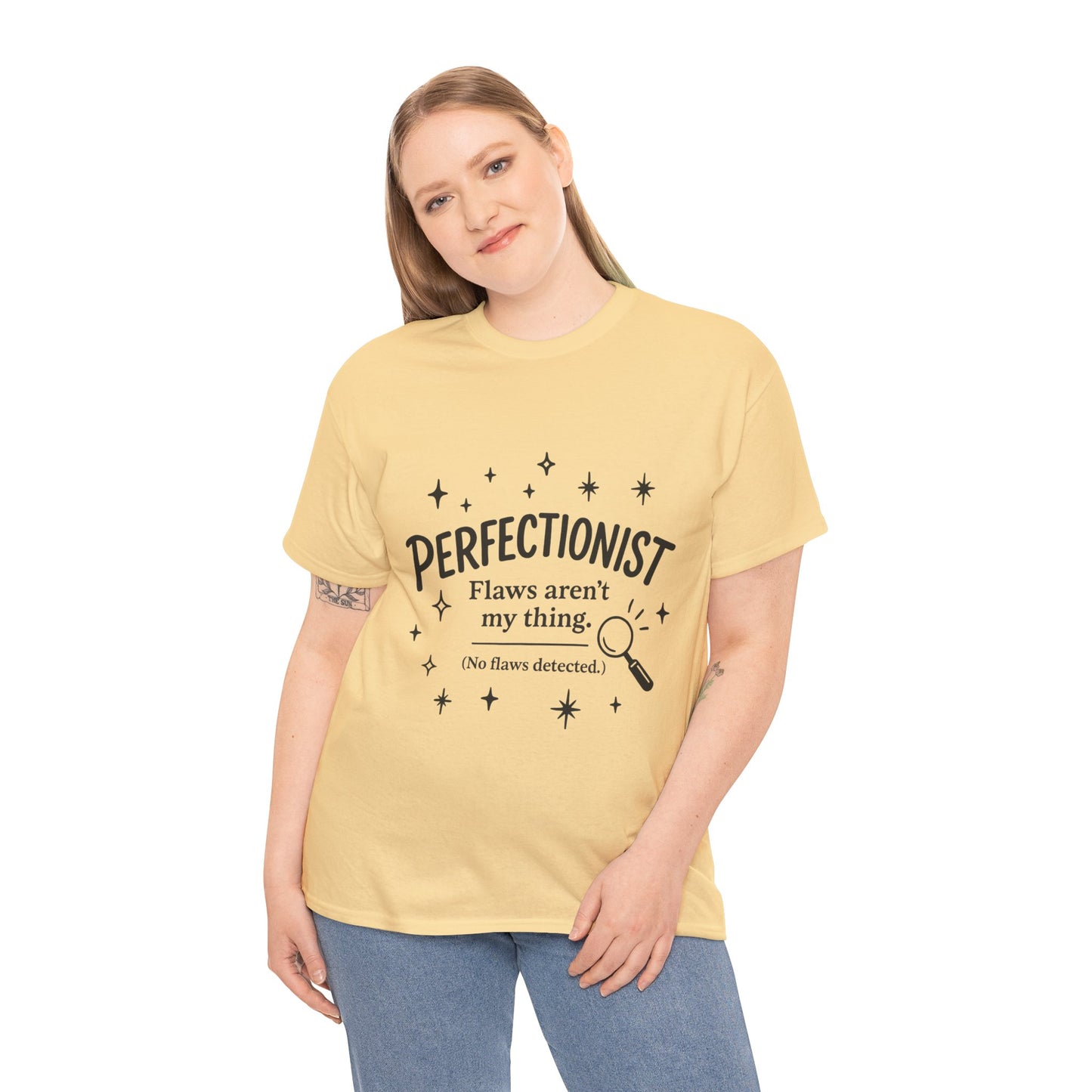 Funny Perfectionist T-Shirt for Women, No Flaws Detected Graphic Tee, Minimalist Humor Shirt, Gift for OCD, Flawless Queen