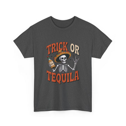Trick or Tequila Skeleton Men's T-Shirt , Funny Halloween Drinking Party Tee for Men