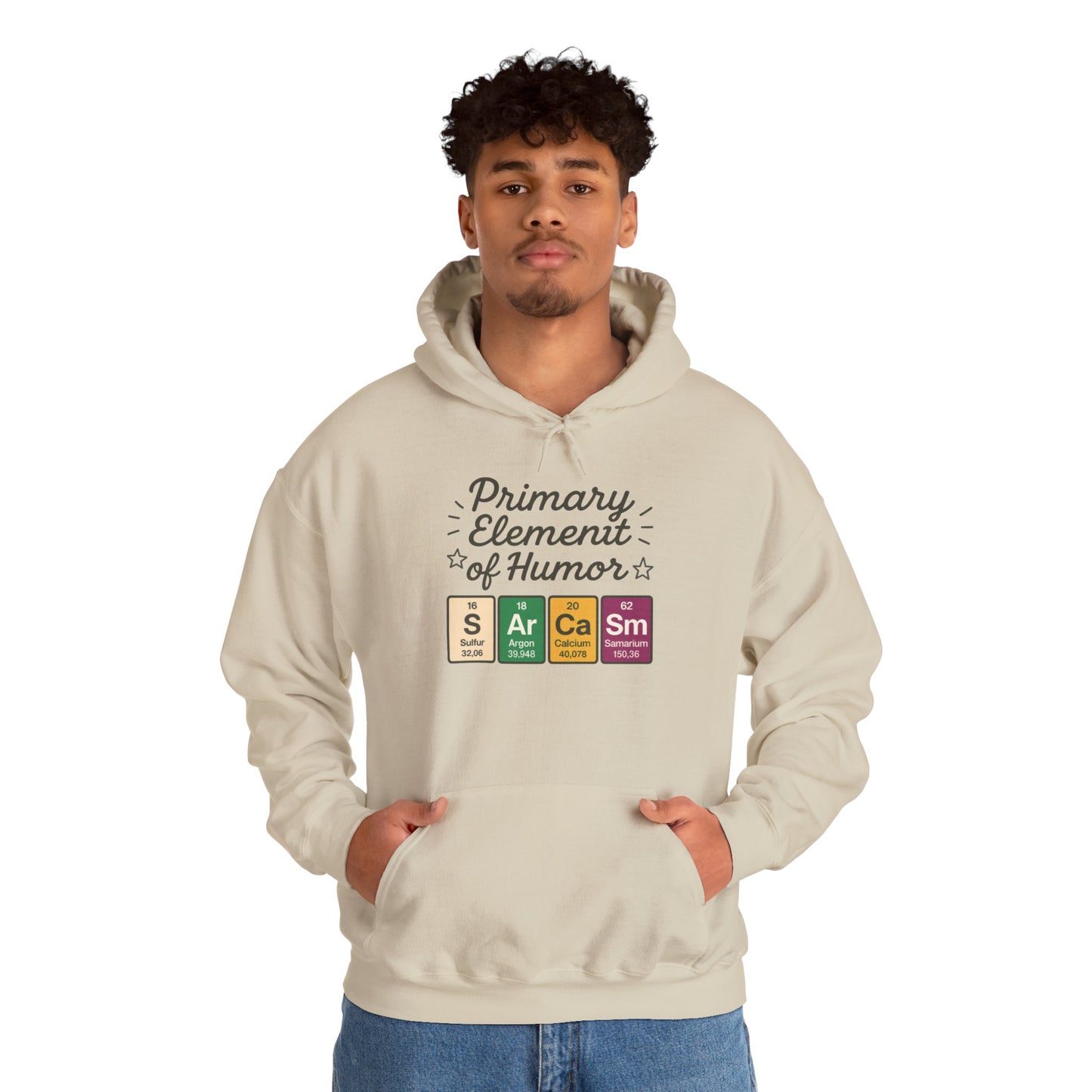 Sarcasm Hoodie for Men, Funny Nerd Hoodie, Primary Element of Humor Sweatshirt, Science Lover Gift for Him, Sarcastic Humor Apparel