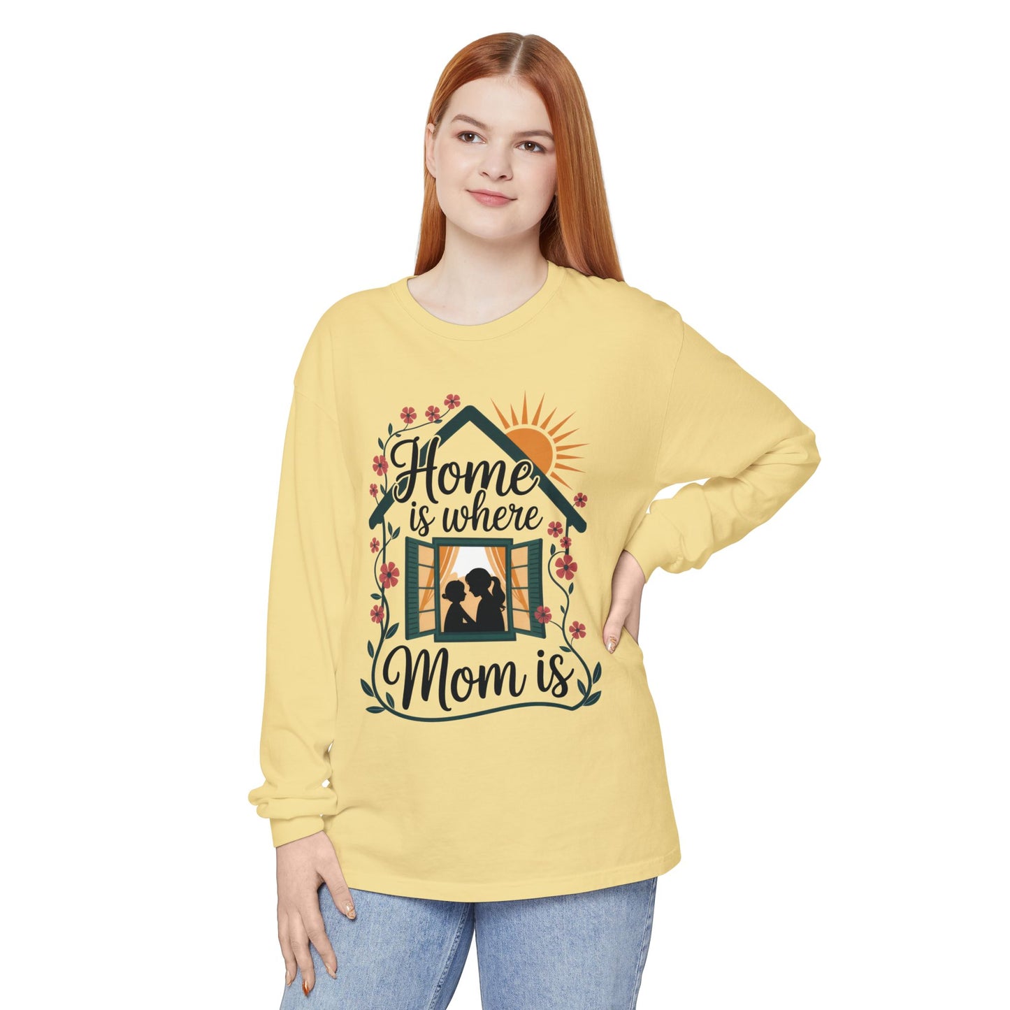 Home Is Where Mom Is Long Sleeve T-Shirt, Mother's Day Cotton Shirt, Cute Family Gift for Mom, Sentimental Mom Gift, mother's day Gift
