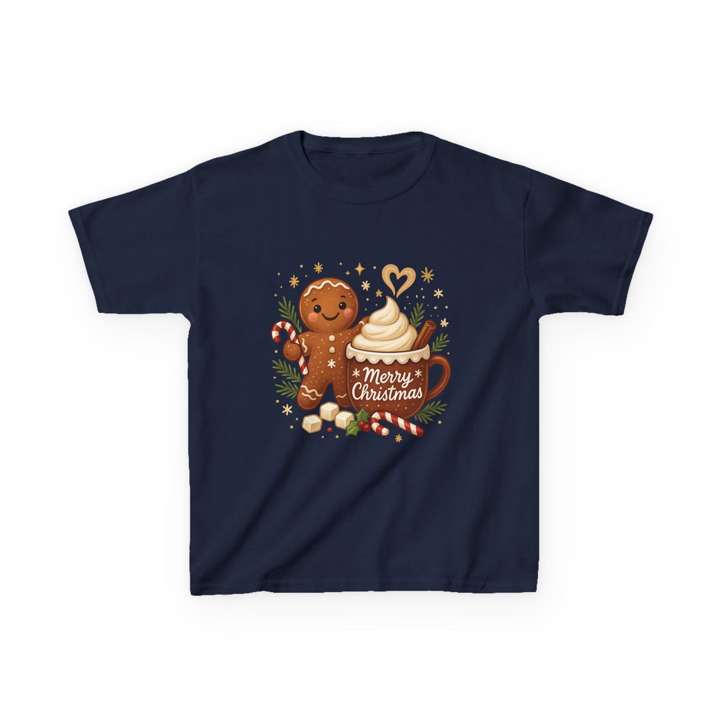 Gingerbread - Hot Cocoa Christmas Shirt for Kids, Cute Holiday Girls Tee, Kids Heavy Cotton™ Tee