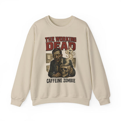 The Working Dead Men's Funny Zombie Sweatshirt, Office Humor Crewneck, Halloween Zombie Top, Coffee Zombie Sweatshirt