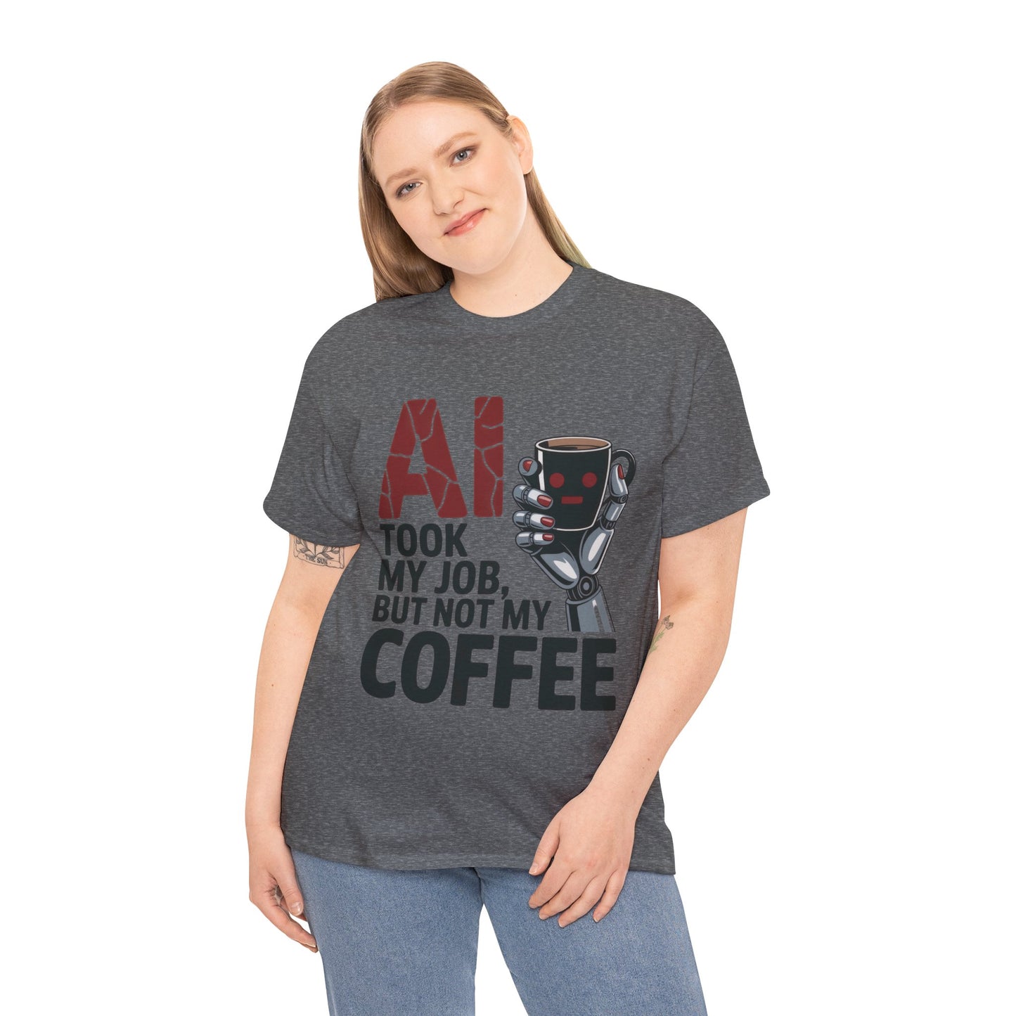 Women's AI Coffee T-Shirt, Funny Robot Job Humor Tee, Geek Sarcastic Gift for Her, Sarcastic Work Shirt, Career Humor