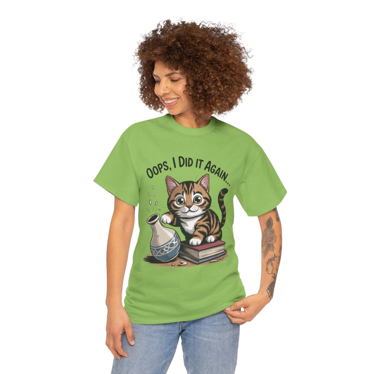 Playful Cat Women's Tee, Funny Oops I Did It Again Design, Cat Lover Gift, Casual Wear, Birthday Gift, Pet Lover Tee, Women's Gift