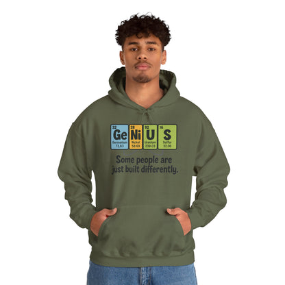 Funny Mens Genius Hoodie, Periodic Table Nerd Sweatshirt, Smart Science Pullover Gift for Him, Science Lover Apparel, Funny Hoodie