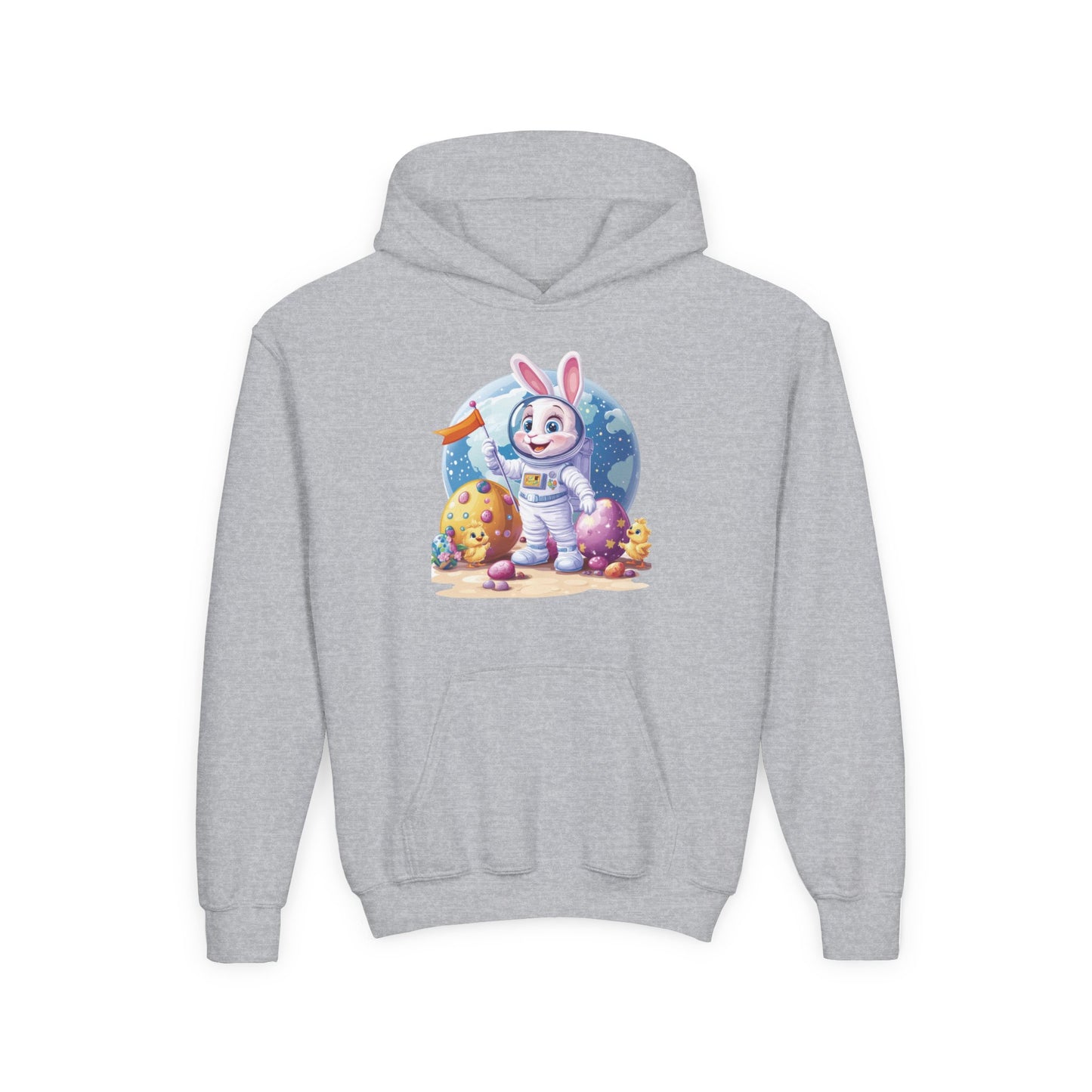 Astronaut Easter Bunny Kids Hoodie, Space Bunny Youth Sweatshirt, Cute Galaxy Easter Gift for Boys and Girls, Gift for Easter Space Lovers
