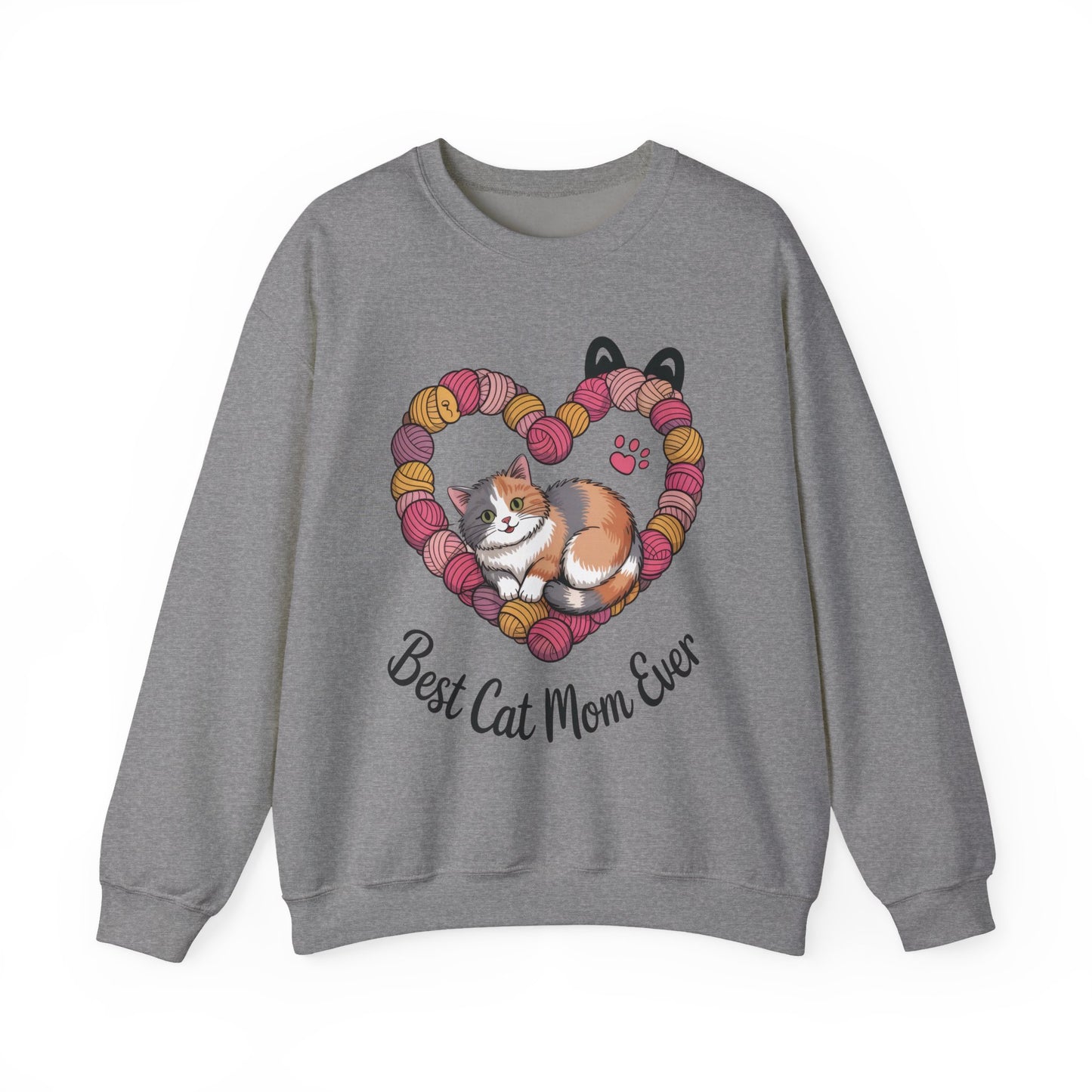 Best Cat Mom Ever Sweatshirt, Cozy Cat Lover Gift, Mother's Day Apparel, Pet Owner Sweatshirt, Cute Gift for Cat Moms, Yarn Themed