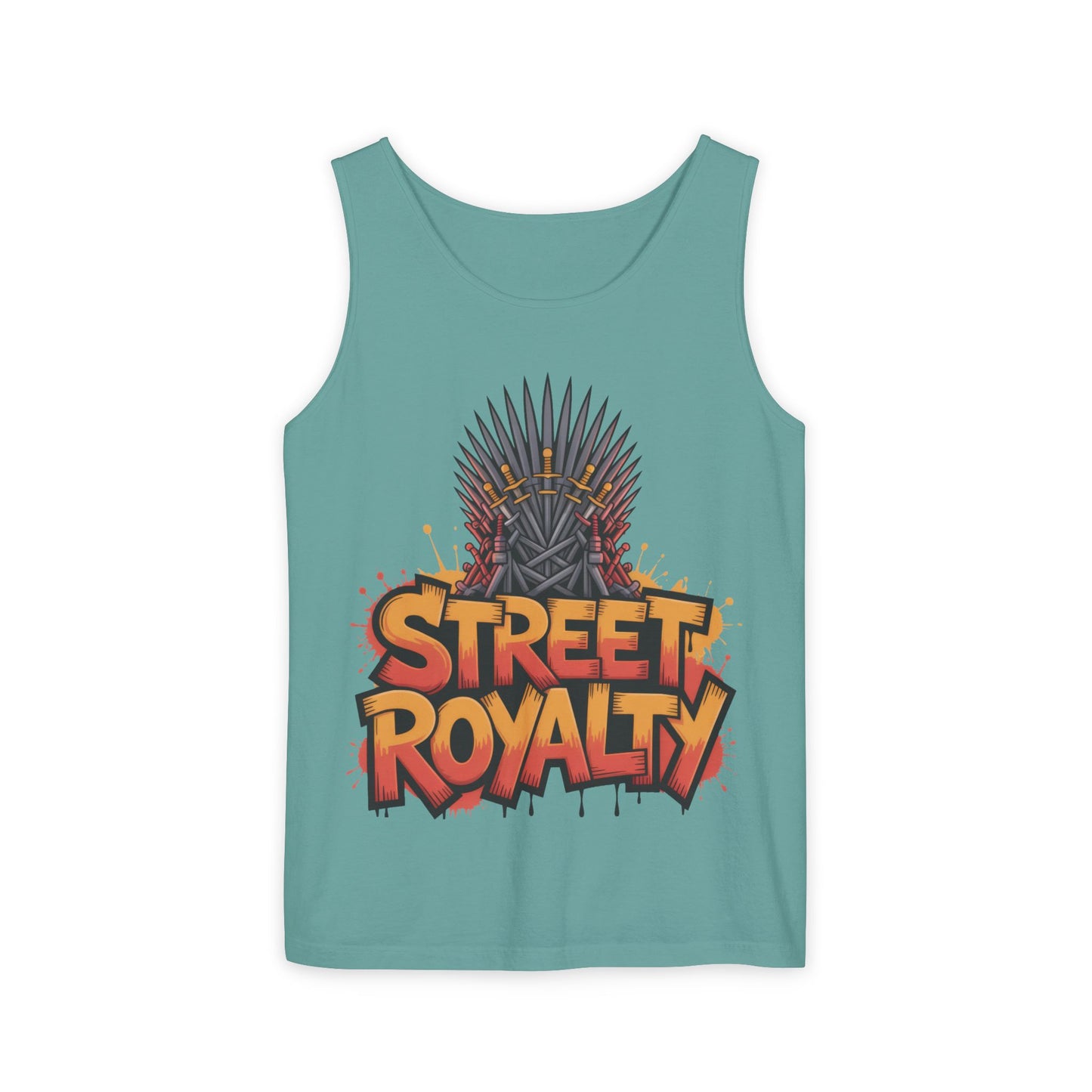 Street Royalty Men's Tank Top, Graffiti Crown Graphic Muscle Shirt, Urban Streetwear Sleeveless Skate Style
