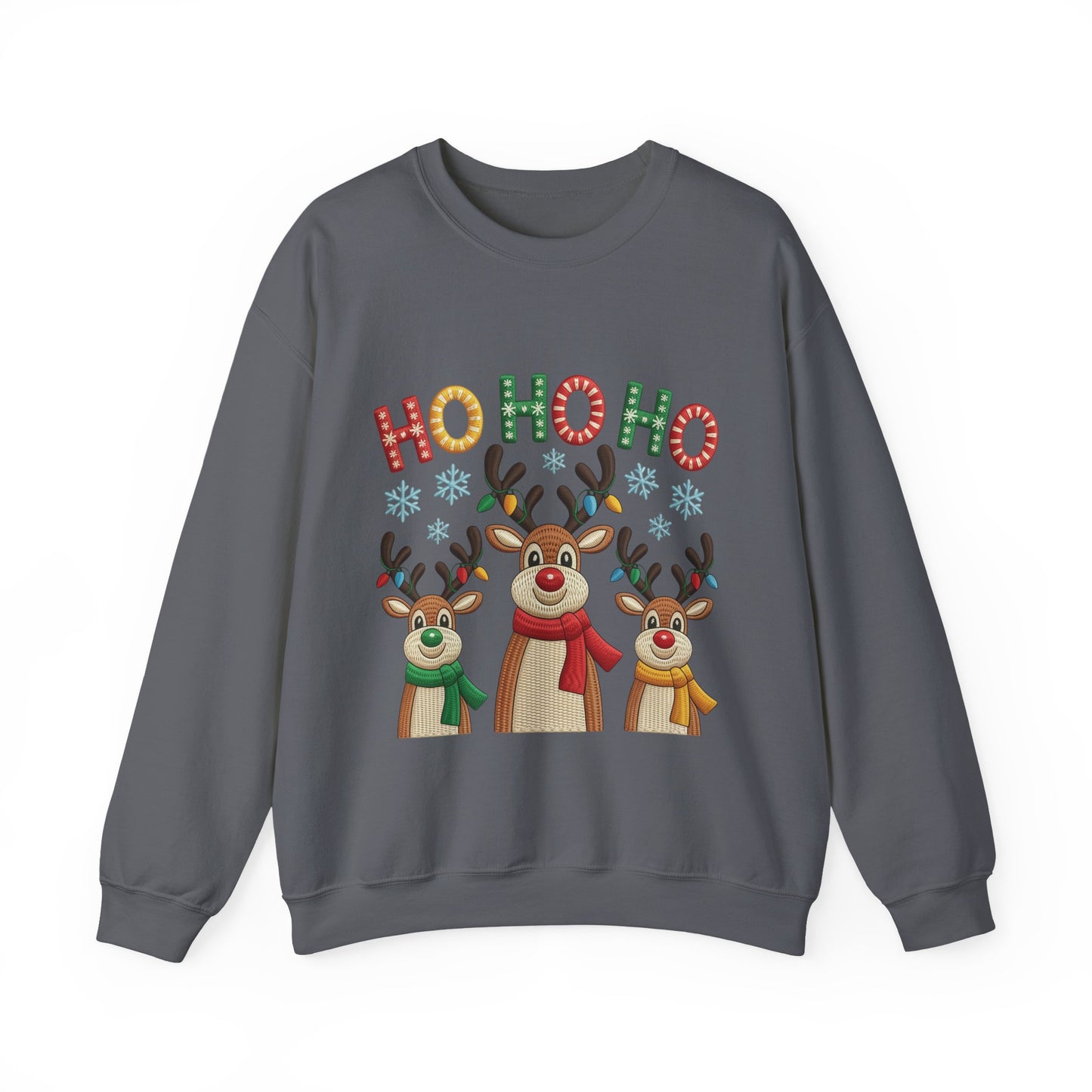 Ho Ho Ho Reindeer Christmas Sweatshirt, Cute Holiday Pullover for Women