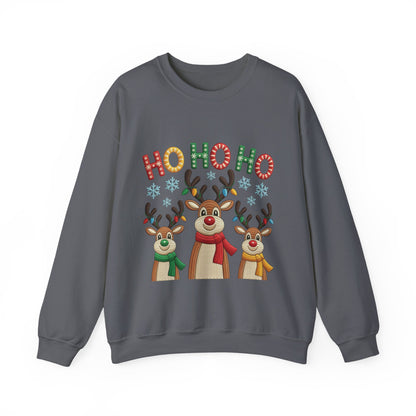 Ho Ho Ho Reindeer Christmas Sweatshirt, Cute Holiday Pullover for Women