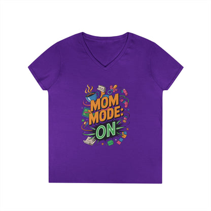 Mom Mode On Ladies V-Neck T-Shirt, Gift for Mom, Mother's Day Gift, Mother's Day Humor T-Shirt, Cute Mama Life Graphic Tee