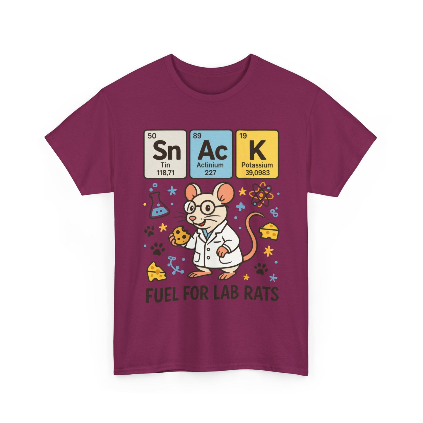 Funny Womens Science T-Shirt,Periodic Table Tee, Fuel for Lab Rats Nerdy Shirt, Gifts for STEM Lovers, Quirky Science Apparel