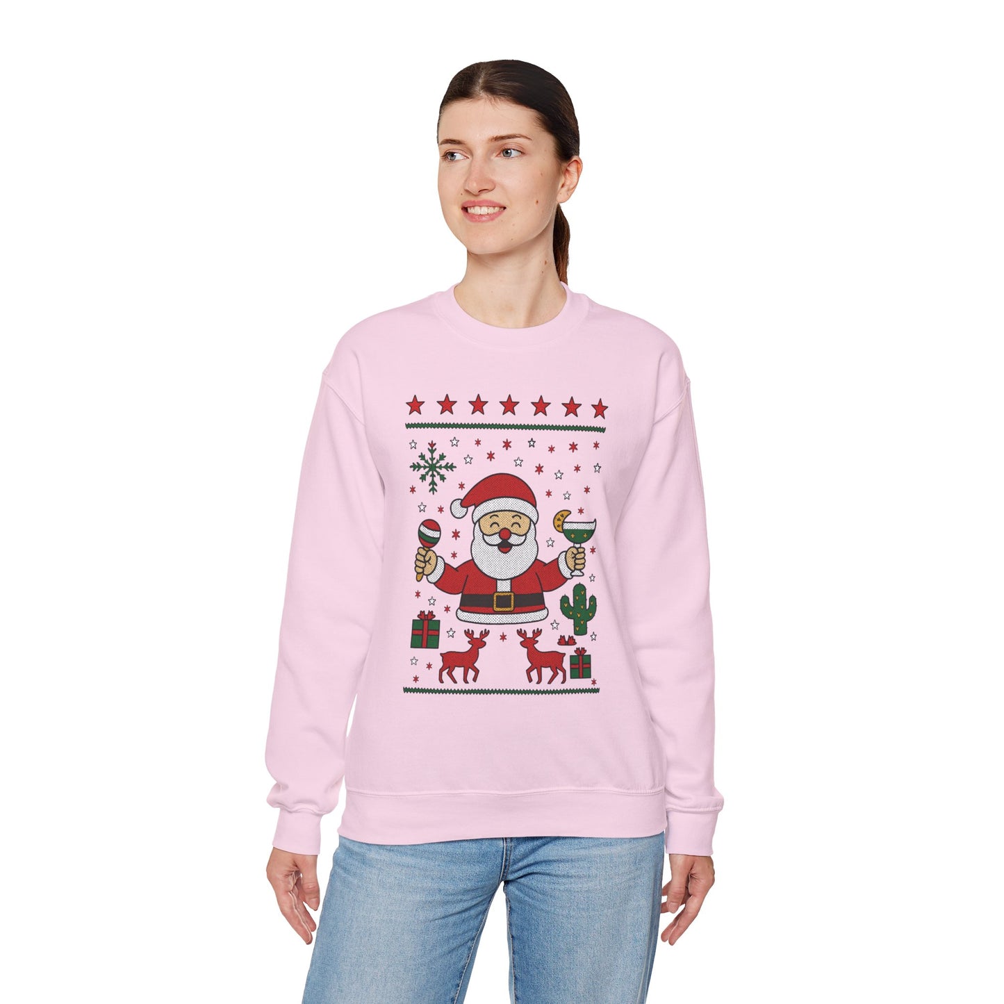 Funny Santa Women's Christmas Sweatshirt, Holiday Party Pullover
