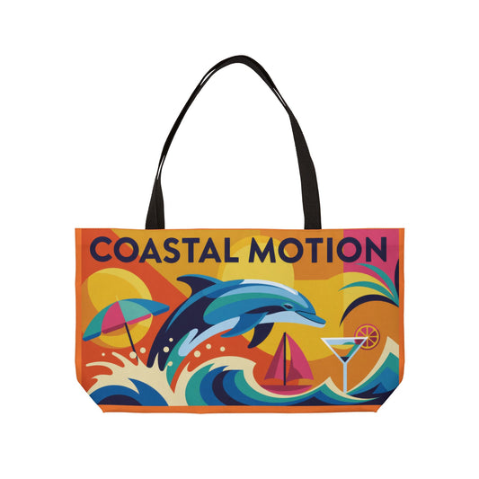 Beachy Coastal Motion Weekender Tote Bag, Travel Bag, Beach Bag, Summer Accessory, Vacation Tote, Gift for Ocean Lovers