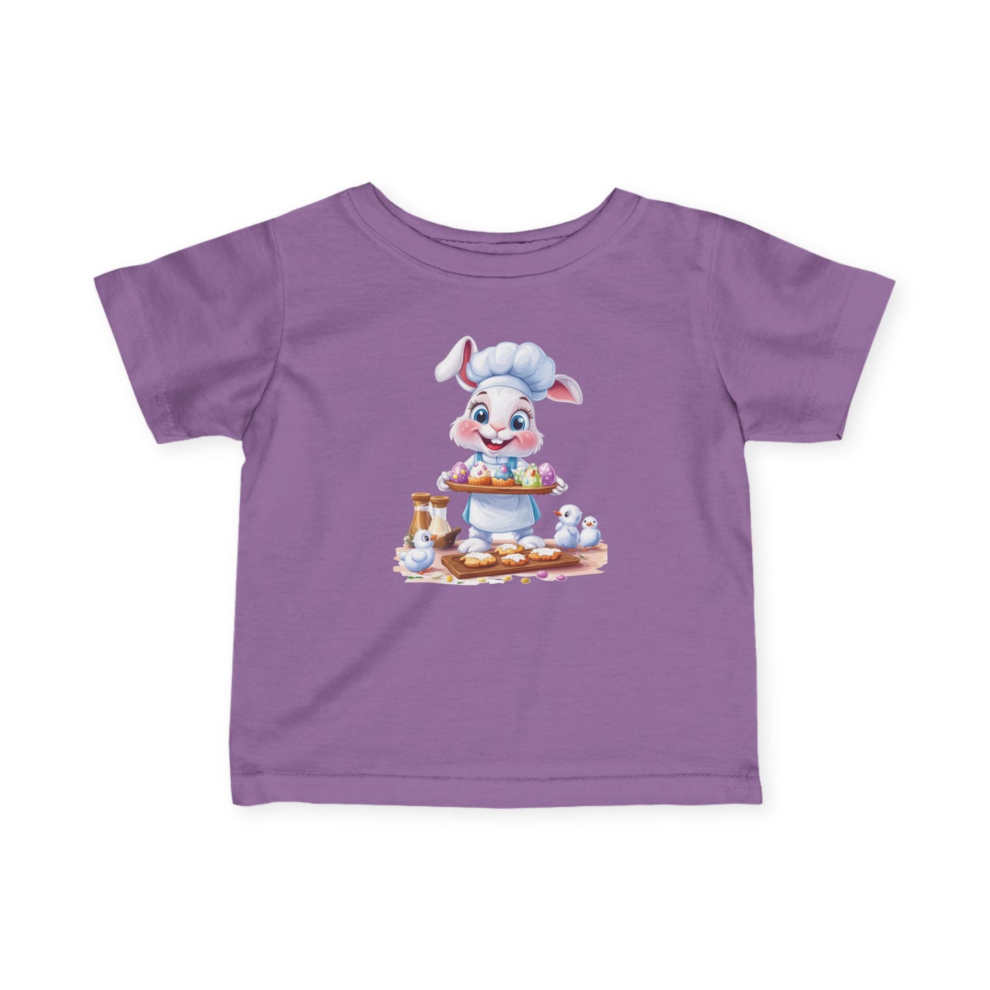 Infant Easter Bunny Chef Tee, Baby Baker T-Shirt with Colorful Eggs, Cute Spring Outfit for 6-24 Months, Funny Holiday Gift Baby Easter Gift