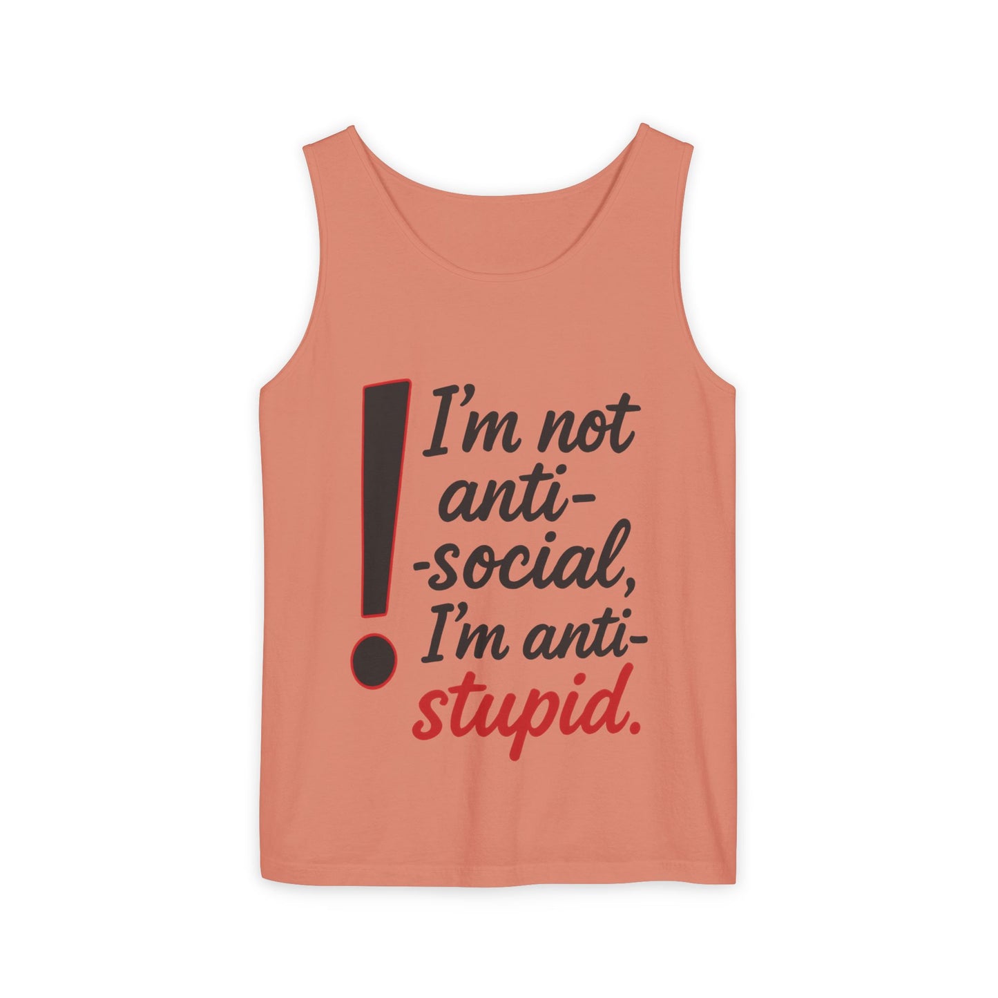 Snarky Anti-Social Mens Tank Top, Funny Summer Apparel, Mens Gift, Beachwear, Humorous Mens Tee, Graphic Tee for Introverts & Thinkers