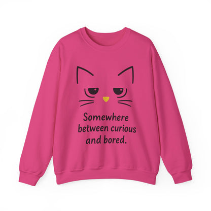Whimsical Cat Crewneck Womens Sweatshirt, Cozy Relaxed Wear, Perfect Gift for Cat Lovers, Casual Everyday Style