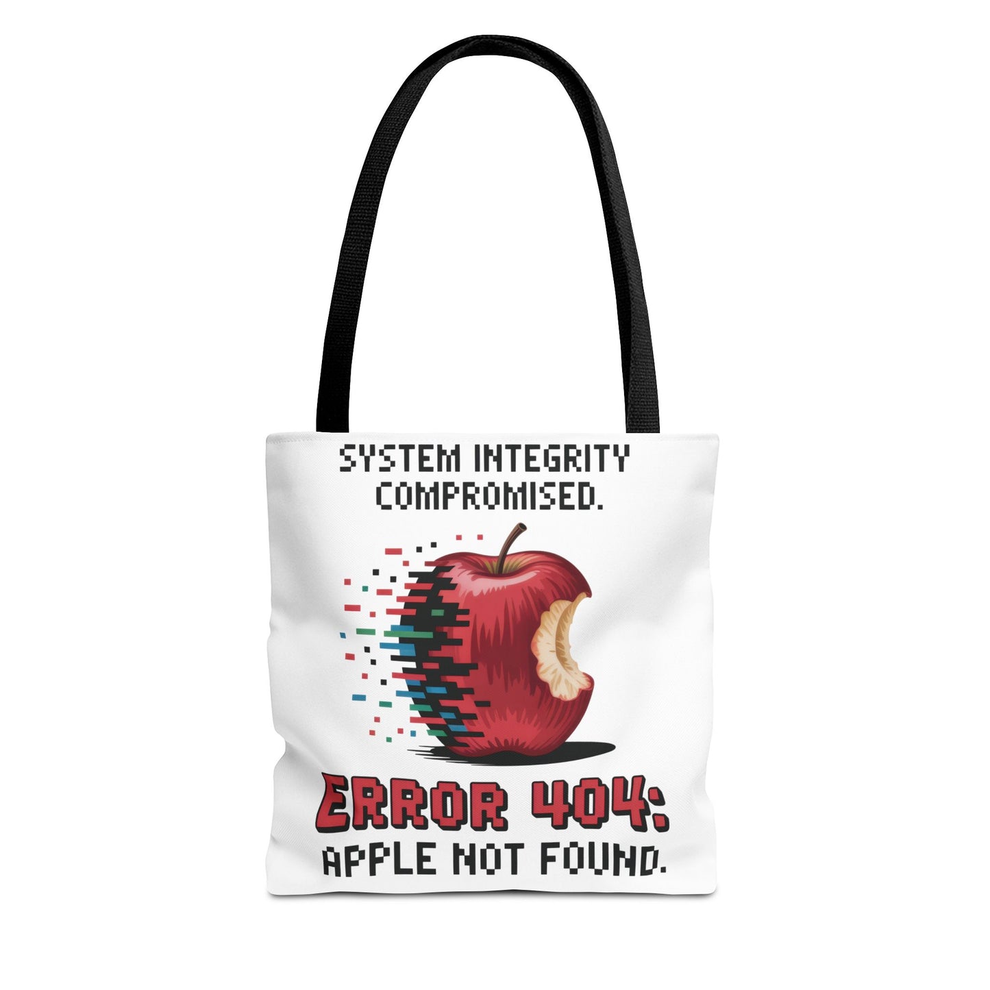 Error 404 Apple Tote Bag, Geek Tote, Funny Shopping Bag, Gift for Tech Lovers, Apple Lovers Tote, Digital Design Bag, Weekender Bag, Beach Bag, Large Canvas Bag