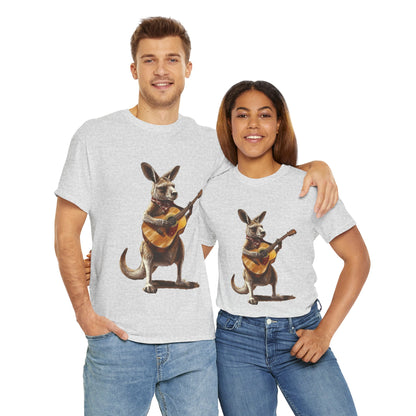Kangaroo Musician Tee, Fun Graphic Shirt, Unisex Cotton Tee, Gift for Music Lovers, Aussie Music Lover Gift, Guitar Playing Kangaroo T-Shirt