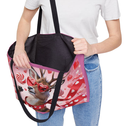 Valentine's Day Weekender Tote Bag, Cute Animal Tote, Gifts for Her, Reusable Shopping Bag, Travel Bag, Everyday Use
