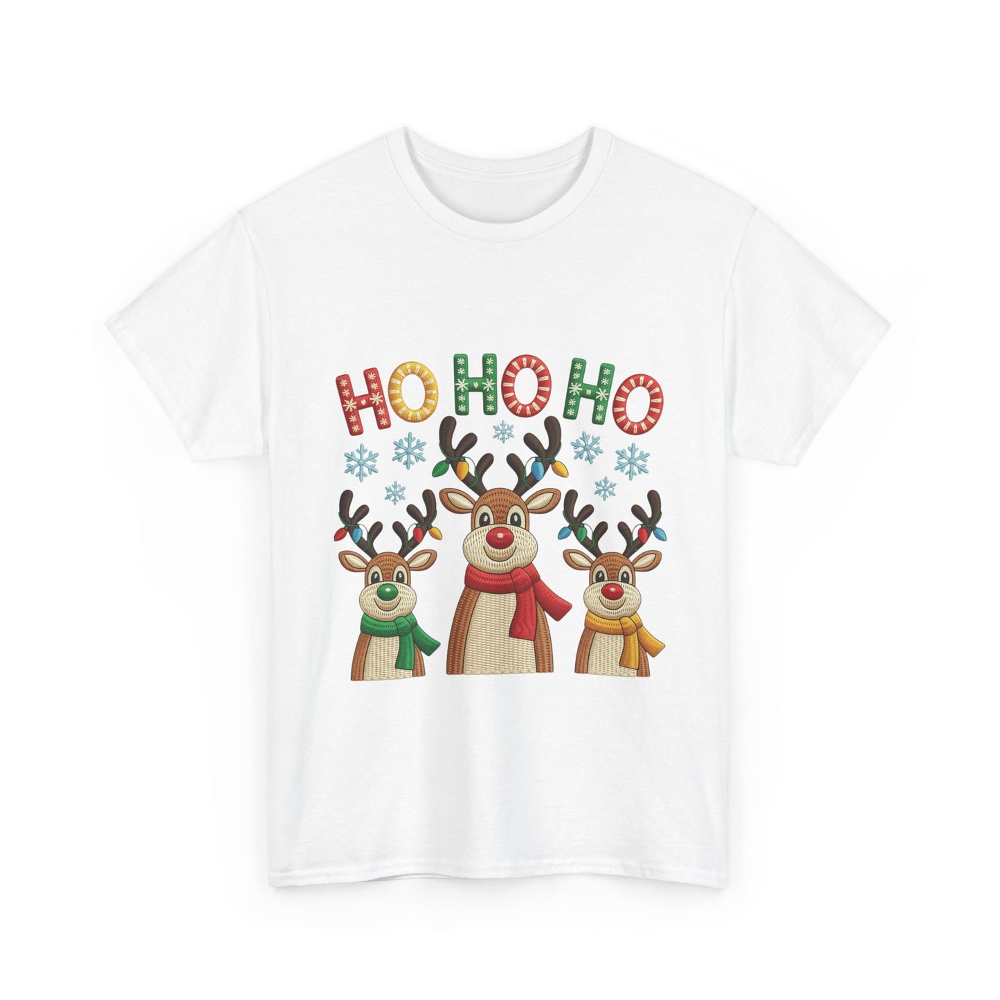 Ho Ho Ho Reindeer T-Shirt, Cute Christmas Tee for Women