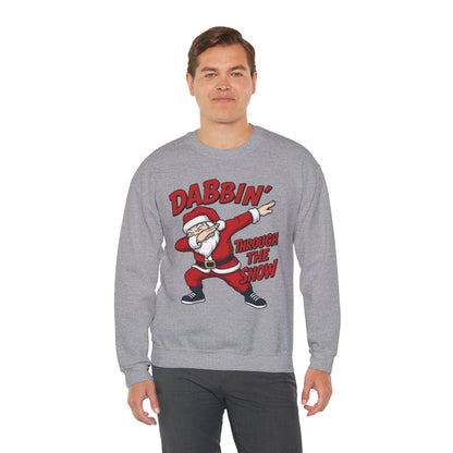 Dabbin Through The Snow Santa Men's Christmas Sweatshirt, Funny Holiday Jumper