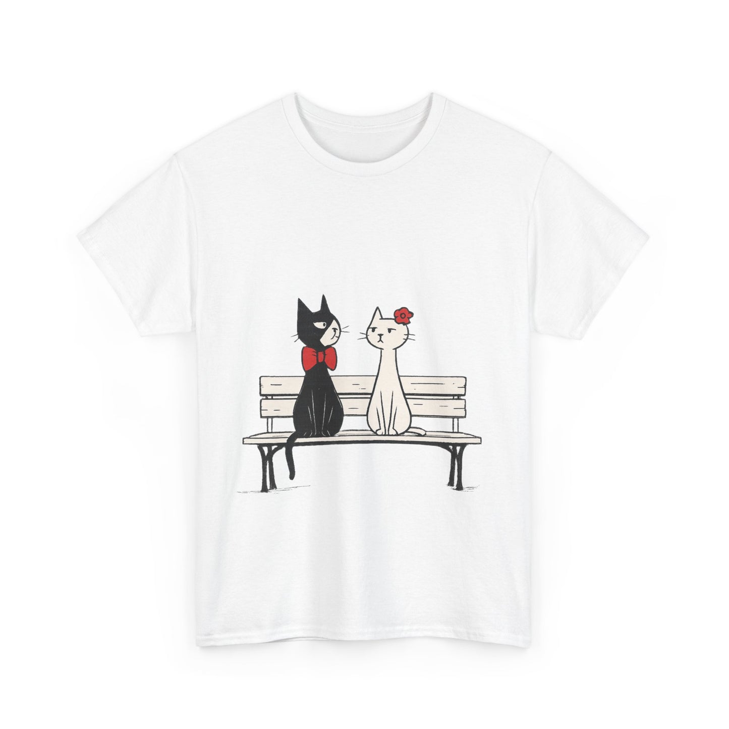 Cute Cat Lovers Tee, Womens Heavy Cotton Tee for Pet Owners, Funny Cat Shirt, Gift for Cat Lovers, Casual T-Shirt, Animal Art Tee