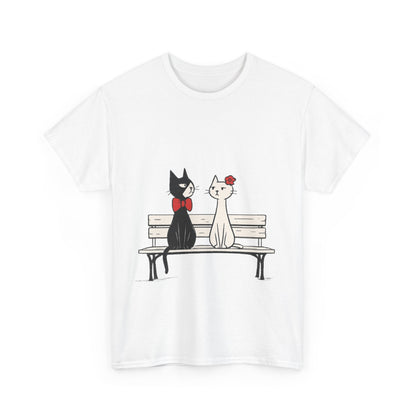 Cute Cat Lovers Tee, Womens Heavy Cotton Tee for Pet Owners, Funny Cat Shirt, Gift for Cat Lovers, Casual T-Shirt, Animal Art Tee