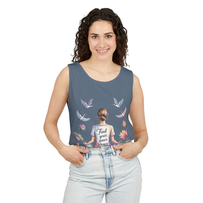 Meditation Floral Womens Tank Top, Find Your Inner Peace, Yoga Apparel, Gift for Mindfulness, Summer Relaxed Wear