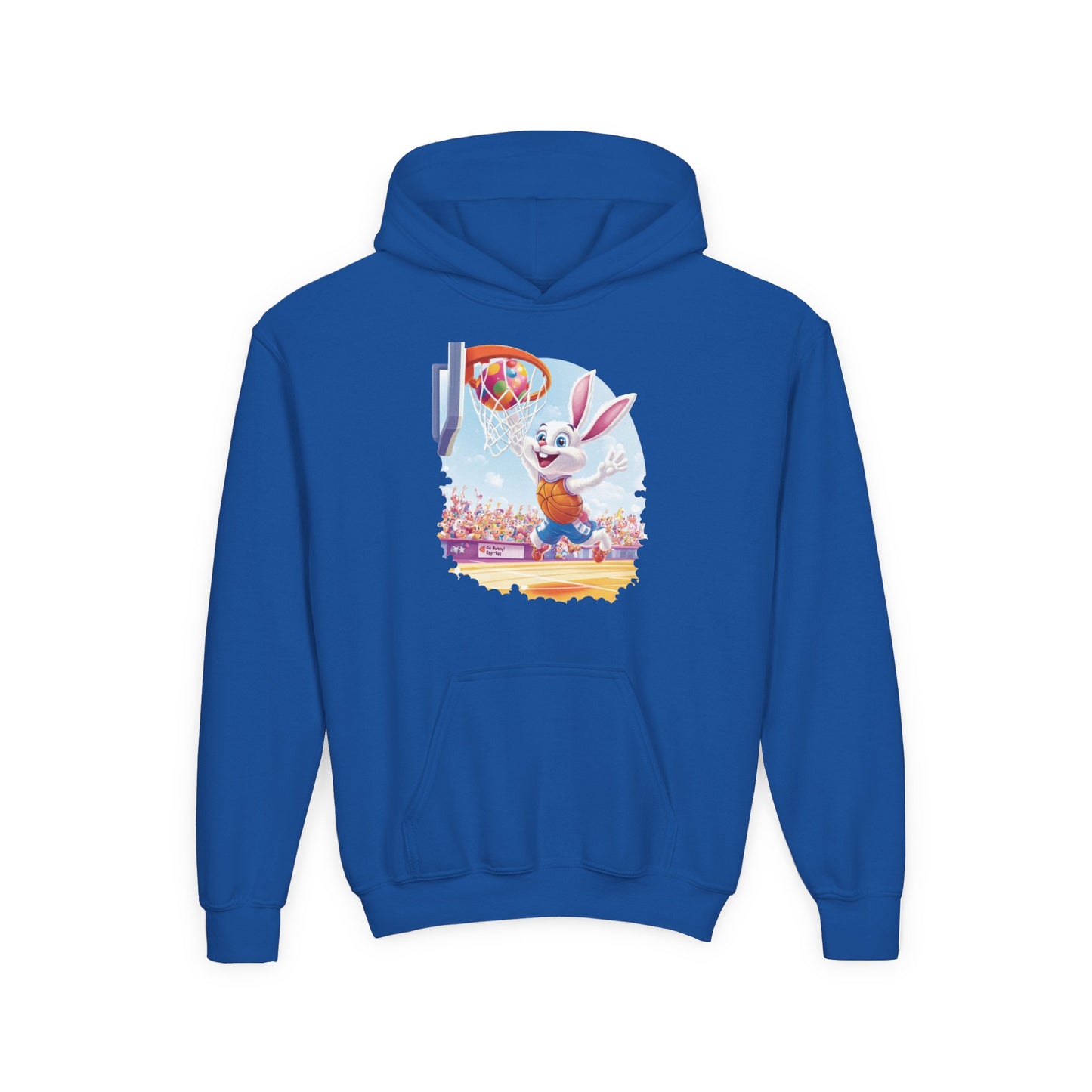 Easter Basketball Bunny Kids Hoodie - Fun Bunny Dunking Egg Ball, Cute Spring Sports Sweatshirt for Kids, Easter  Gift Idea