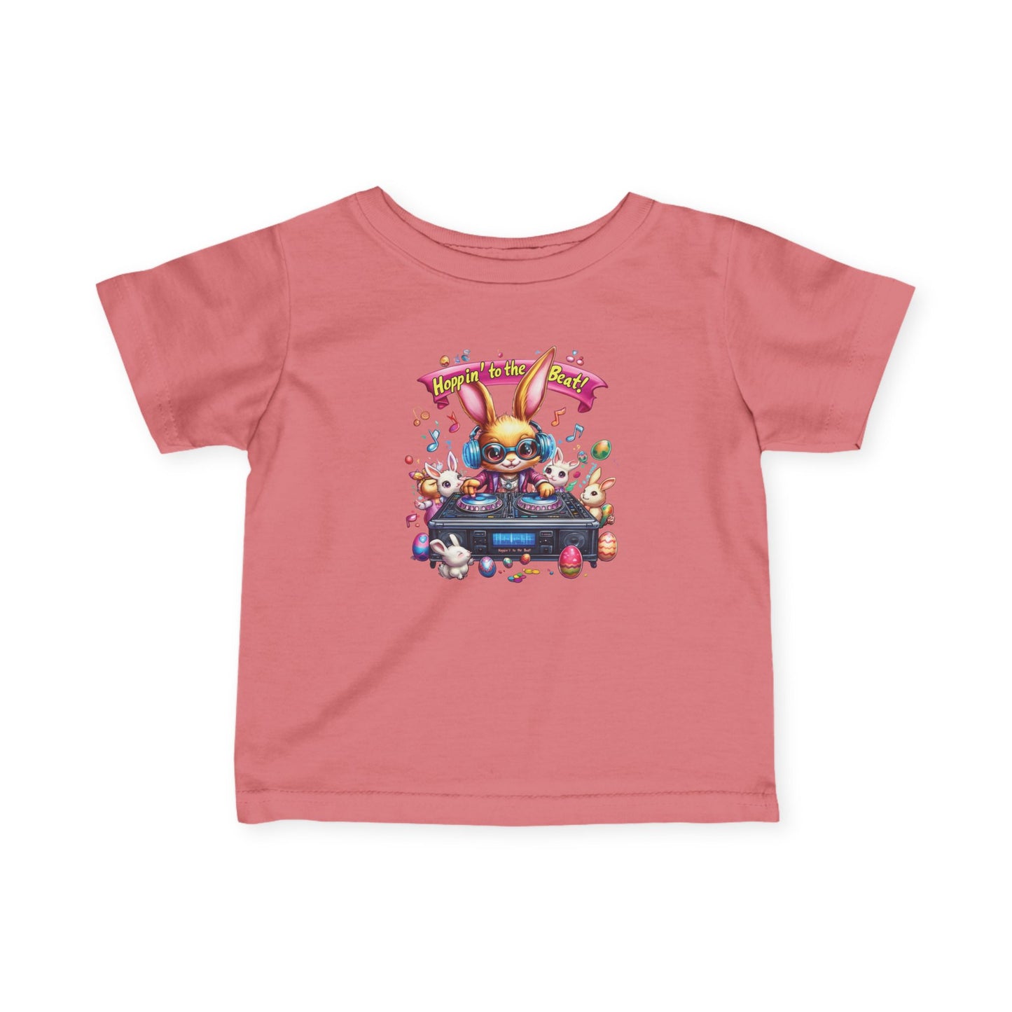 DJ Bunny Infant T-Shirt - Fun Easter Music Shirt for Babies 6 - 24 Months, Cute Spring Outfit with Playful Bunny and Colorful Music Vibes