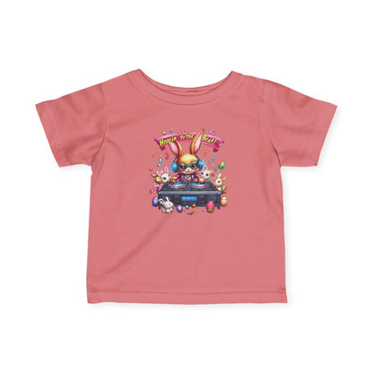 DJ Bunny Infant T-Shirt - Fun Easter Music Shirt for Babies 6 - 24 Months, Cute Spring Outfit with Playful Bunny and Colorful Music Vibes