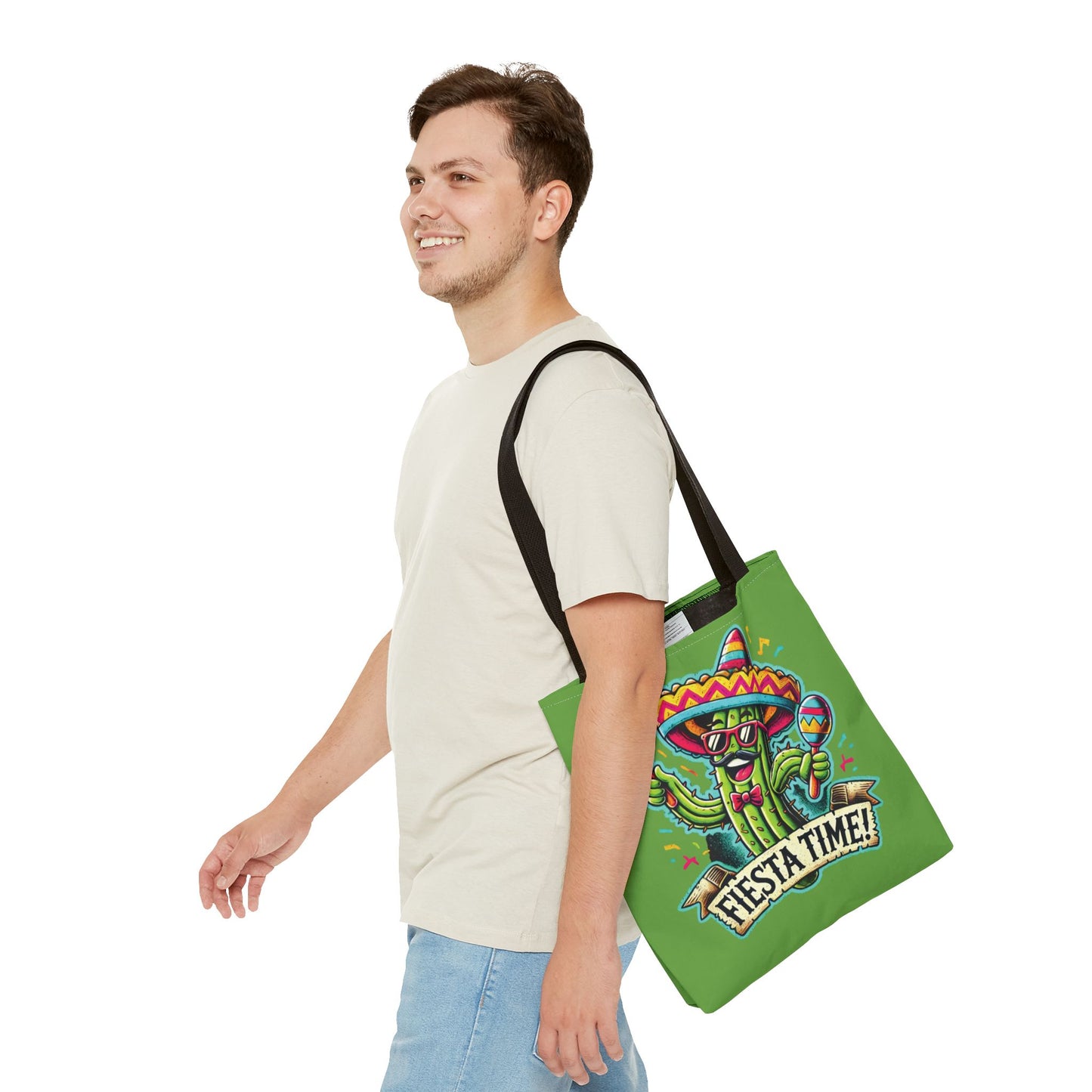 Fiesta Time Cactus Tote Bag, Funny Mexican Party Gift, Sombrero Maracas Print, Cinco de Mayo Bag, Summer Festival Tote, Beach Bag, Shopping
