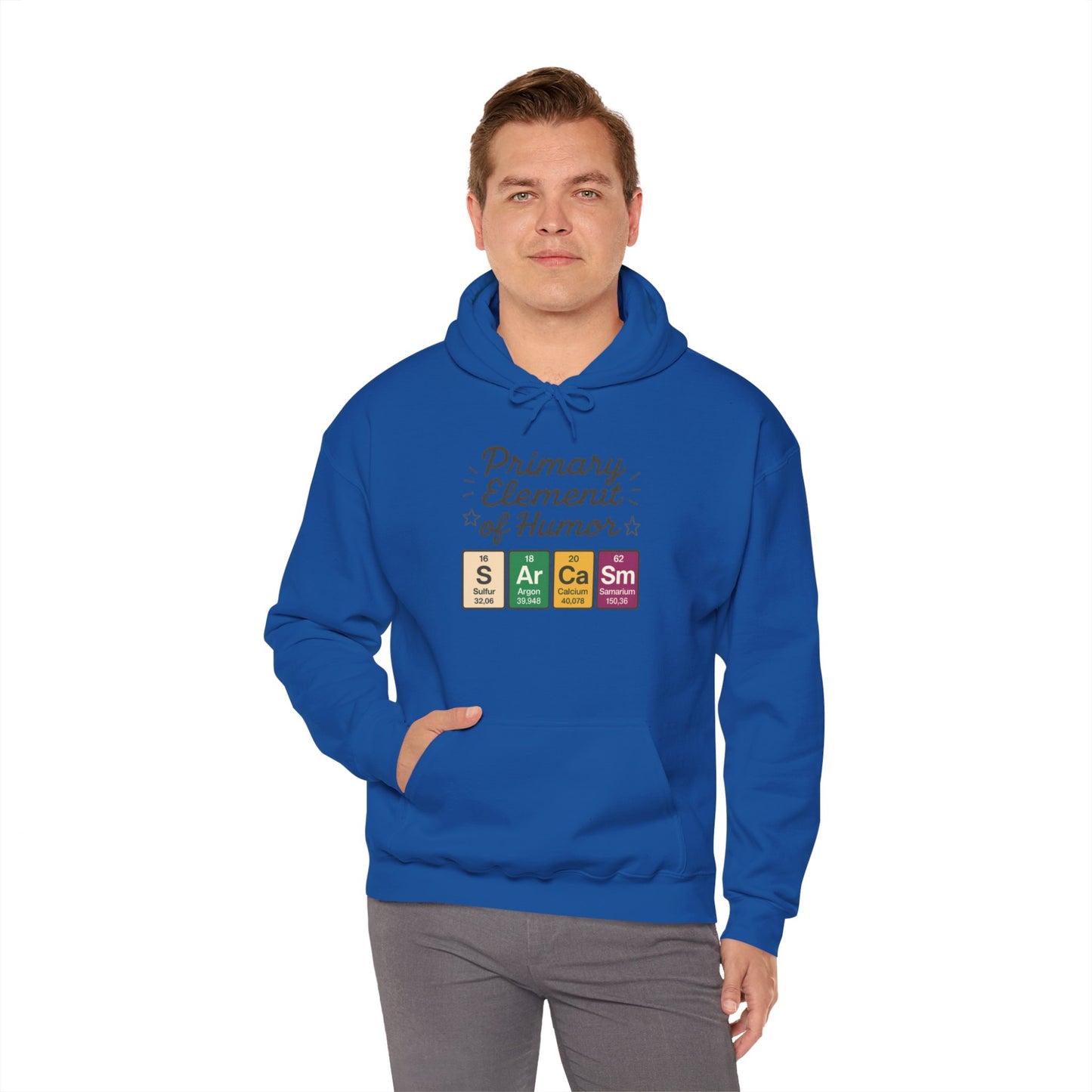 Sarcasm Hoodie for Men, Funny Nerd Hoodie, Primary Element of Humor Sweatshirt, Science Lover Gift for Him, Sarcastic Humor Apparel
