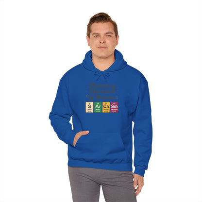 Sarcasm Hoodie for Men, Funny Nerd Hoodie, Primary Element of Humor Sweatshirt, Science Lover Gift for Him, Sarcastic Humor Apparel