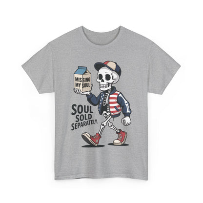 Funny Skeleton T-Shirt Soul Sold Separately Graphic Tee, Missing Soul Cartoon Shirt, Gothic Streetwear, Halloween Gift Tee