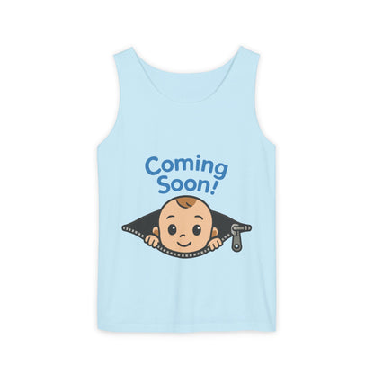 Coming Soon Maternity Tank Top, Cute Baby Boy Pregnancy Announcement Tee, Funny Expecting Mom Gift, Gender Reveal Tee, Baby Shower Top