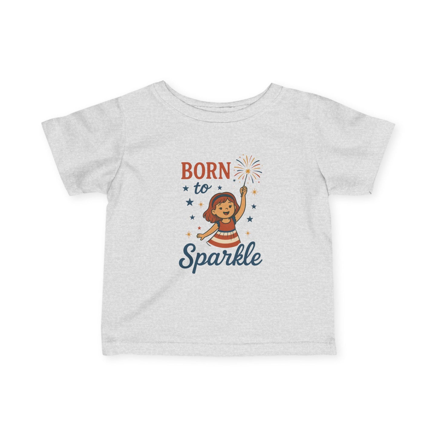 4th of July Baby Girl Tee, Born to Sparkle, Patriotic Toddler Tee, Independence Day Outfit for Girls