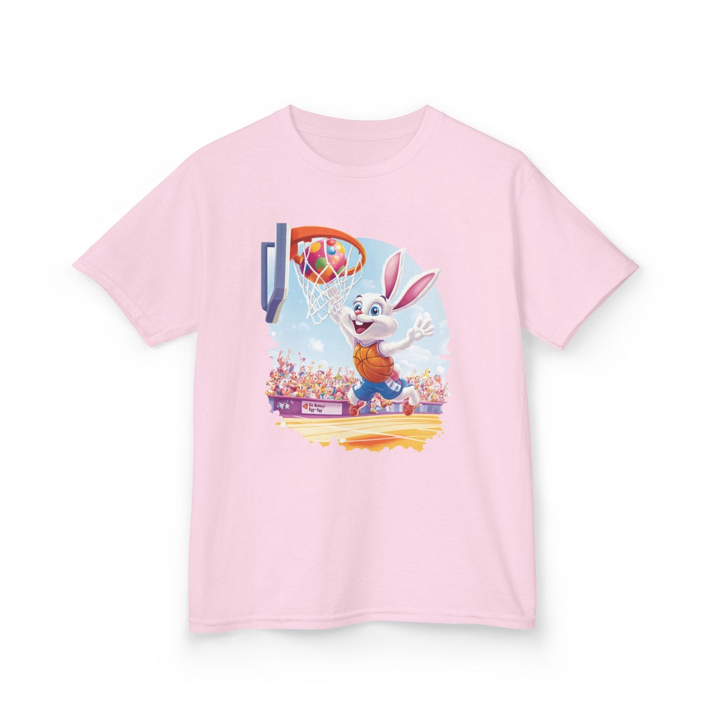 Easter Basketball Bunny Kids T-Shirt - Funny Bunny Dunking Egg Ball, Cute Spring Sports Tee for Kids, Fun Holiday Gift Idea