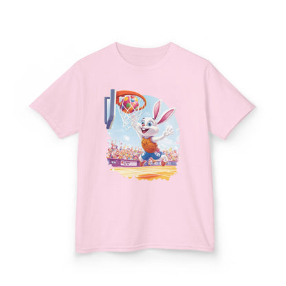 Easter Basketball Bunny Kids T-Shirt - Funny Bunny Dunking Egg Ball, Cute Spring Sports Tee for Kids, Fun Holiday Gift Idea