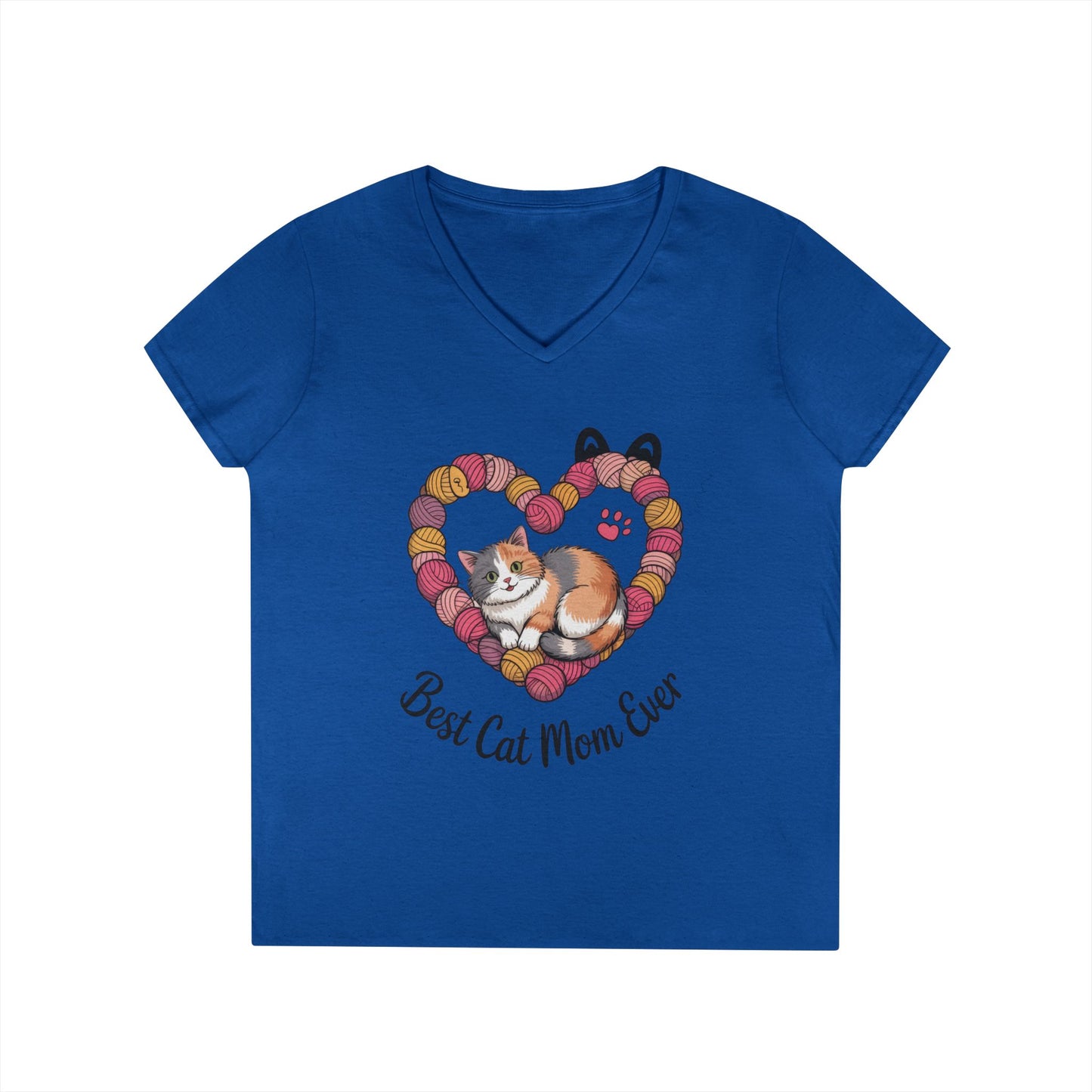 Best Cat Mom V-Neck T-Shirt, Gifts for Cat Lovers, Pet Mom Tee, Cute Cat Shirt, Animal Lover Apparel, Mother's Day Gift