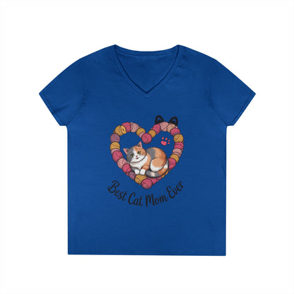 Best Cat Mom V-Neck T-Shirt, Gifts for Cat Lovers, Pet Mom Tee, Cute Cat Shirt, Animal Lover Apparel, Mother's Day Gift